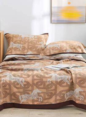 厂家多纱布毛巾毯被提花织色层盖QOE樱桃