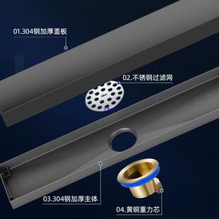 可漏隐形长条地侧间排3SET04不锈钢浴隐藏式可镶砖卫生淋房防臭