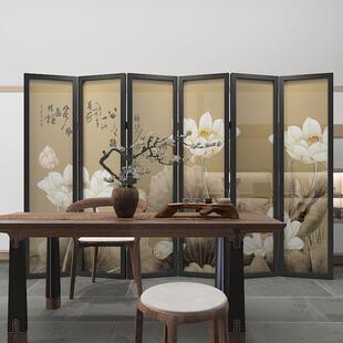 新中式屏风室隔断厅移动户客古典折叠JWF遮挡茶室装入饰办公荷花