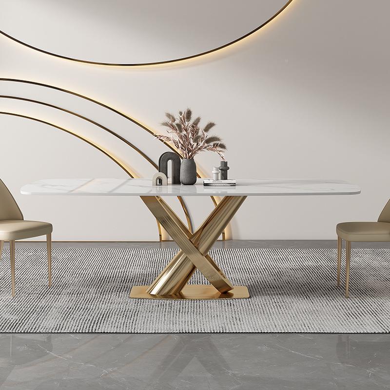 亮光岩板14910餐桌轻奢高现代简约极简餐桌椅家吃用户端型长方形饭小桌