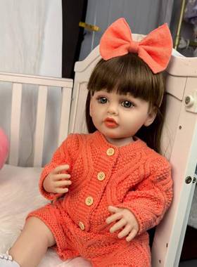 爱的55cm重生娃娃娃全搪洗胶可澡仿CBM真婴儿女孩裙可装洋娃货源