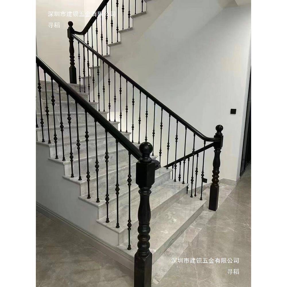 铁艺梯立楼扶手围护栏杆配件锻简HPQ打柱压铸做旧约复古