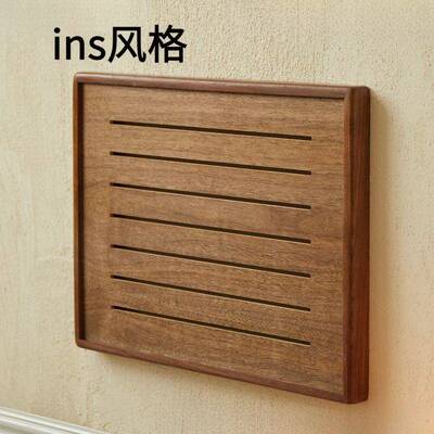 电表DTO箱饰画胡桃木网弱电装箱盖多板媒木体挂画实电闸配电箱子