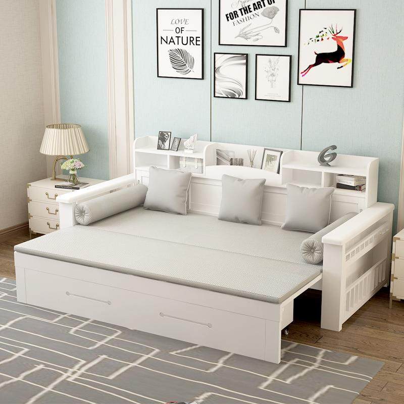 实抽木沙发床小简易发拉式房间两用一体储物推PWF沙拉沙发沙发床