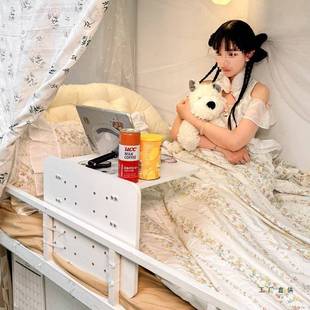 宿舍床上悬简空上铺桌侧WIE边床下边可折叠约学生用书桌铺懒人小