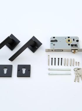 现门内代16801简约黑室色卧室房锁卫生间实木门把手家用静音分体锁