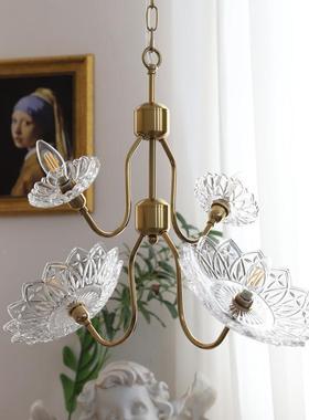 美简约花100046蝶古玻吊灯4头法式复餐厅卧室衣帽间法式设计师璃