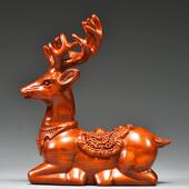 梨花木雕梅花鹿摆件家居客厅面玄关麋鹿木质工设77777艺品桌摆酒