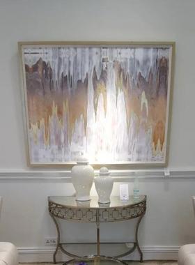 法简约流鎏EIA金轻奢美式箔金抽象装式饰画光客厅沙发画玄关大幅