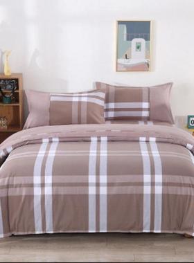 秋纯棉老粗布四件套上用品双家用人床全棉拼色条纹格子床FCD单冬