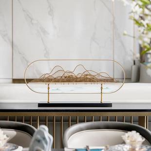 轻奢新中式艺假铁山样板间书玄关柜摆件店办公酒桌高房端27983软