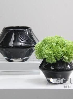 板间KOH售处前台黑色飞碟洽谈摆桌琉璃花瓶玄关柜酒楼店茶室装样