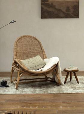 鹿设计师款林全藤沙发手椅编织客厅民宿酒店69080工单人位懒人沙