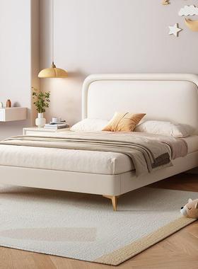 现代QFK简约主卧室儿童人床皮男孩软储包皮艺床单人床女孩轻奢物