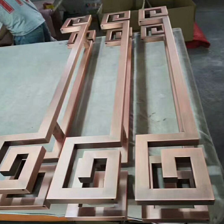 厂家直销水镀红古铜大门方管把手 梅花管拉丝青古铜酒店拉手