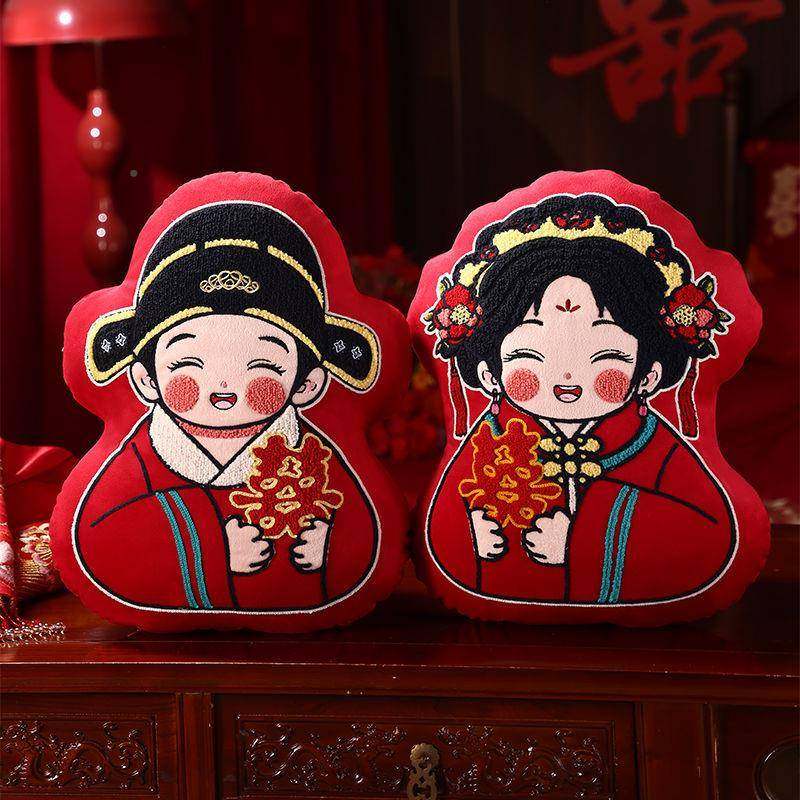 压床娃娃婚布置房抱枕喜客厅沙发字抱枕新婚庆抱枕结婚婚娃娃HLO