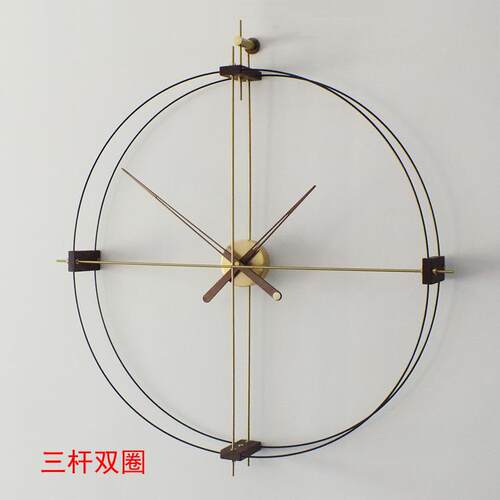 班牙挂108钟厅时尚个性极大简静音客轻奢简约西餐厅三杆双圈气钟