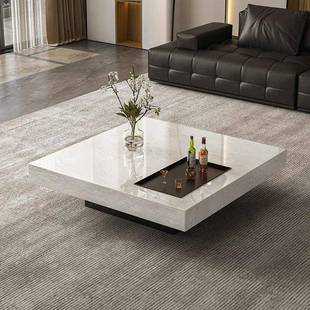 天然奢石茶几大理石轻奢高端卡里冰玉家用新款方形悬浮极简茶几桌