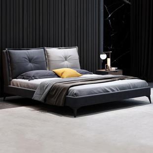 意式羽绒布艺床现代简约科技布双人床1.5米1.8北欧主卧可拆洗婚床