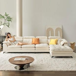 北欧科技布沙发羽绒实木现代简约宽坐深贵妃客厅奶油云朵布艺沙发