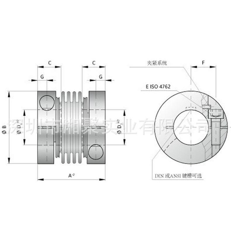 德国R+WBKL经济型金属波纹管联轴器带夹紧套环BKL/2/6.5/11
