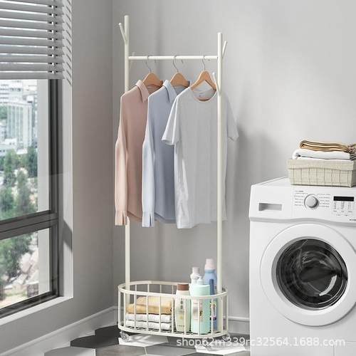 衣架落地可移动带轮衣帽架金属挂衣架卧室置物架转角脏衣收纳衣服