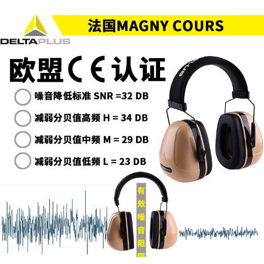 代尔塔103014ABS外壳隔音防噪音耳罩安全帽用耳罩可调节高度