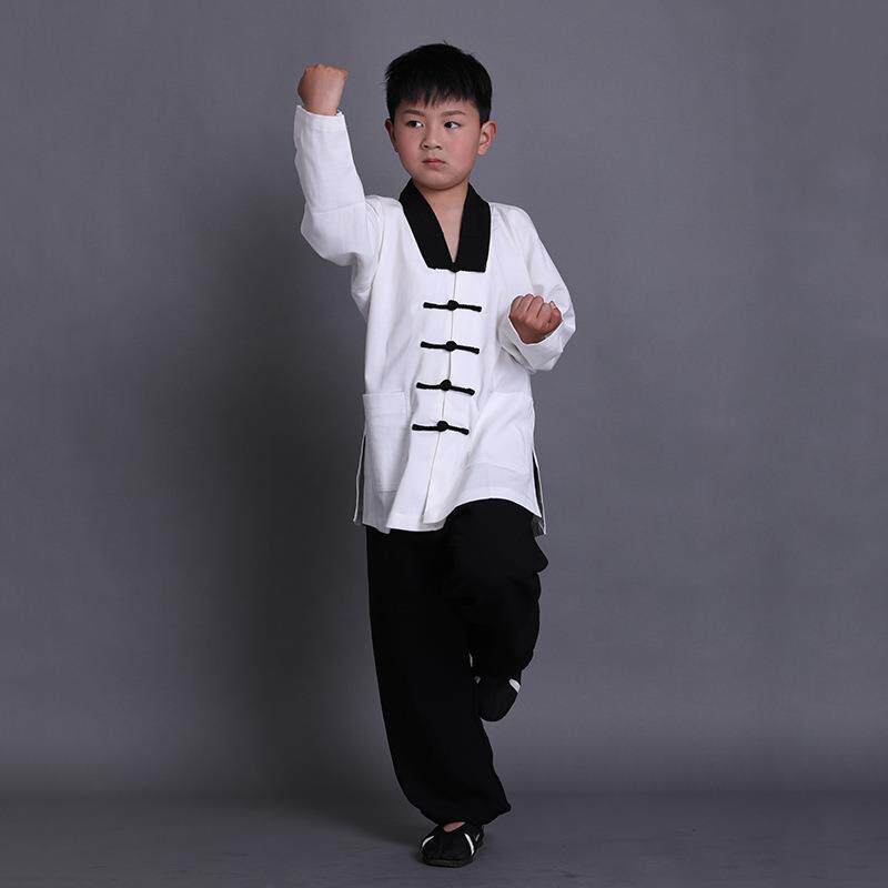 儿童练功服春夏季亚麻棉麻太极服太极拳服装少儿演出服