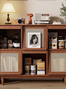 实木边柜靠墙一体餐茶水柜51427示书柜储物柜柜置物展柜斗边柜