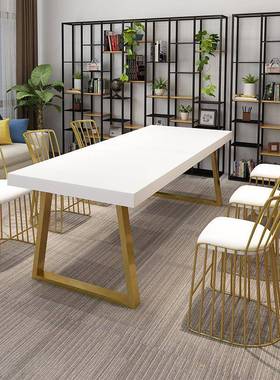 代办公室简约办AJL公桌黑色轻员工会奢议现易桌工作室简电脑桌