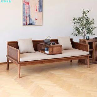 全无品牌/实木黑胡罗汉床小户型推拉中桃床现代简约樱桃木式木床