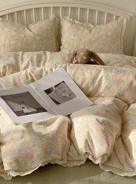 新新款木棉田园风家用床上边用件品四套小清70129蕾丝花学生宿舍