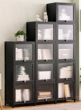 书柜代简约现带门防尘格柜实木书架窄柜落地合73275子立柜置物储