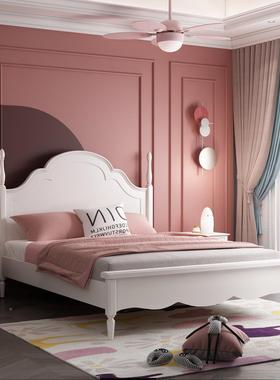 IR7美式儿童床女孩房全木公主床主Y卧1.8DEMm双床1米5人简实约白