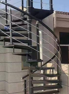 家用梯室内中LIG室楼外旋转楼梯弧形楼梯热镀锌花柱纹板楼梯扶手