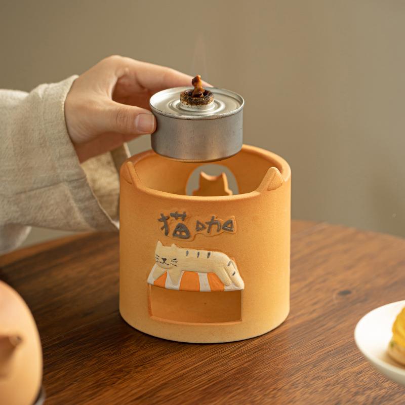 猫咖创意陶瓷酒精炉组套提USF温梁茶壶家用外围炉煮茶器烤户茶温
