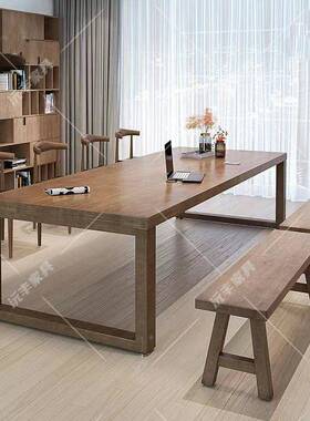 实木书桌板办桌商用大桌写字桌公工57869作台客厅长条桌办会议公