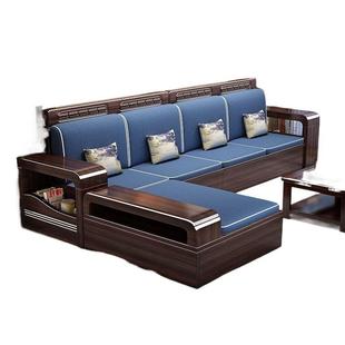 新中物式 紫金ROM檀发木实木沙组合客厅简现代约冬夏两用小户型储