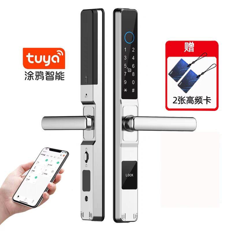 新款断DQA6桥铝指纹锁密码锁AP锁玻璃门推拉户门平移P门庭门院外