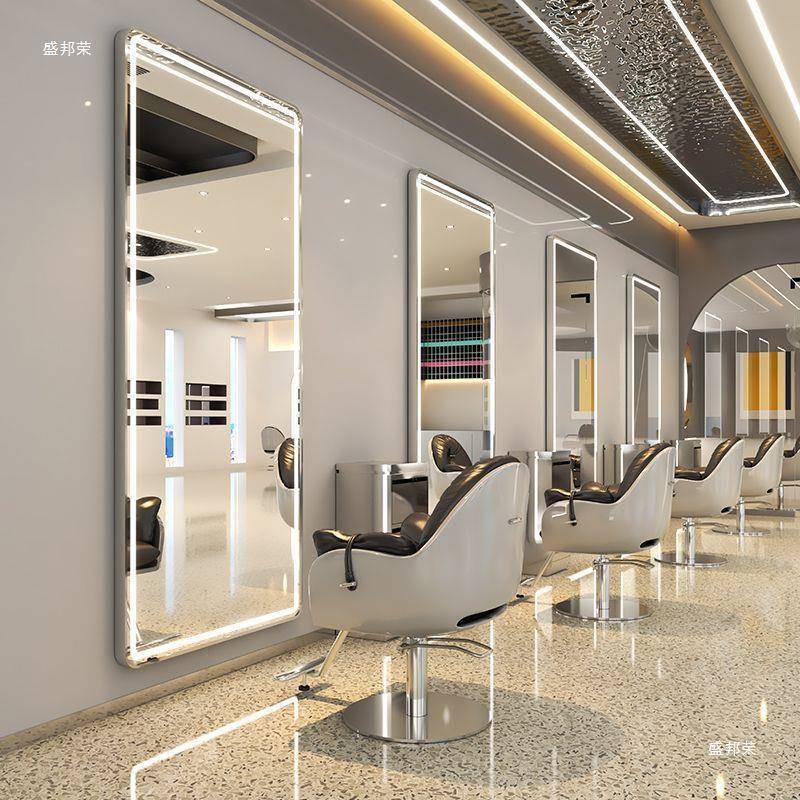 PHM网红轻奢发镜台店发理廊专用美发店落地镜壁式挂一体烫染镜子