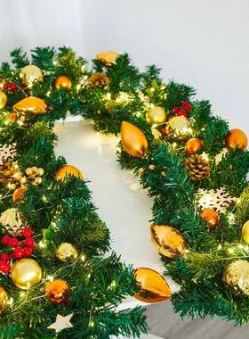 圣诞节饰品加密装圣诞件藤挂花环商场酒店楼ESZ84658梯场景布条置