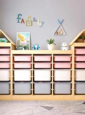 玩具收纳柜功能合组置物架抽屉式多儿幼园超大80476容量实木储物
