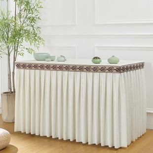 B76MEQ加厚丝绒桌布家用桌6裙商务动桌套办公会议室桌罩金签活到