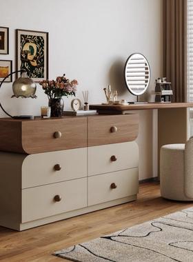 尾中古风奶实木化妆桌KWF梳妆油台代现卧室简约斗柜飘窗复古床胡