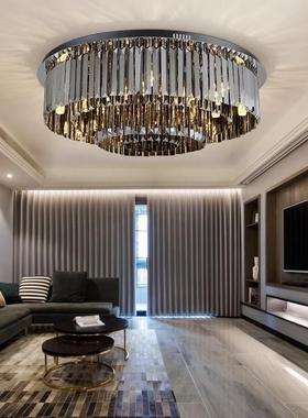 圆形水晶灯客OMY厅吸顶餐厅卧室简书房现代约轻奢大气跨境灯烟灰