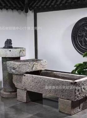 青石宿鱼缸仿古流水养36112鱼流槽户外庭院石雕水摆件民酒店鱼池