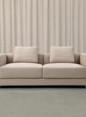 意编式极简织23207皮沙发高档办师公室小型客厅沙户发设计直排布