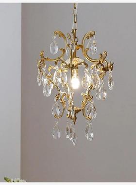法轻式复古全铜晶灯衣卧室水餐厅中古灯100036具美式奢帽间玄关吊