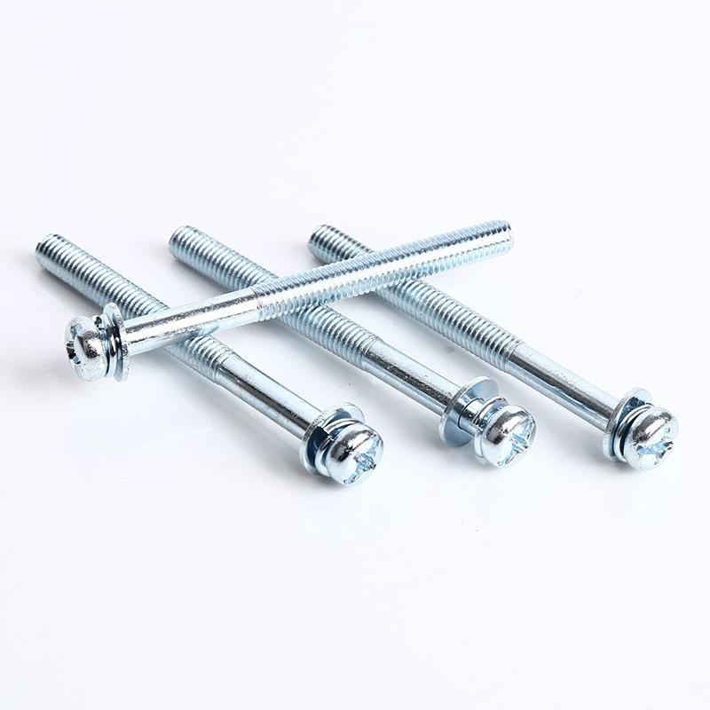 新G/T907.8十字盘头螺4钉带B415牙杭弹平垫组合件M6x70长33