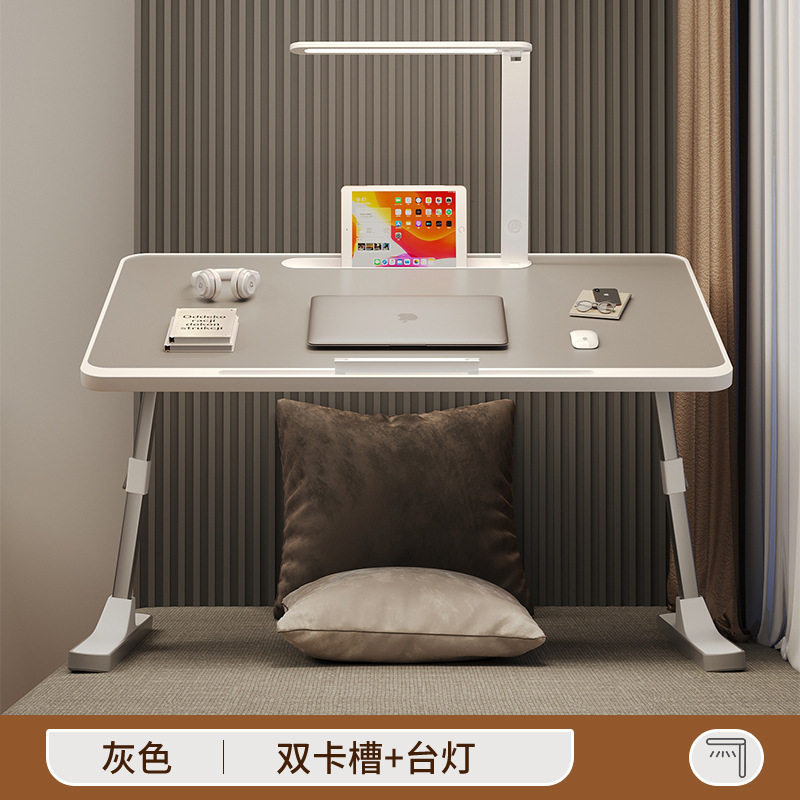 简易折叠床上小桌子学生上铺宿舍电脑桌家用卧室带台灯学习桌